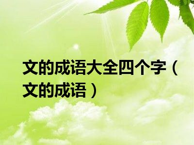 文的成语大全四个字（文的成语）