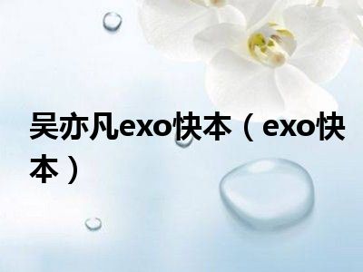 吴亦凡exo快本（exo快本）