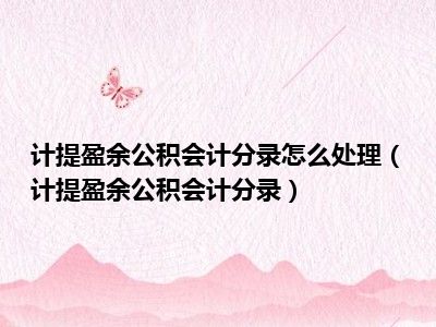 计提盈余公积会计分录怎么处理（计提盈余公积会计分录）