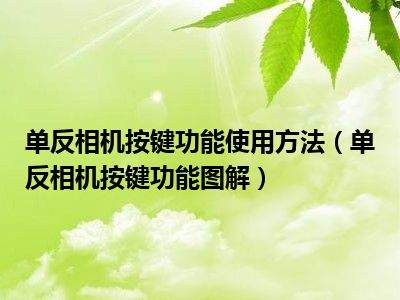 单反相机按键功能使用方法（单反相机按键功能图解）