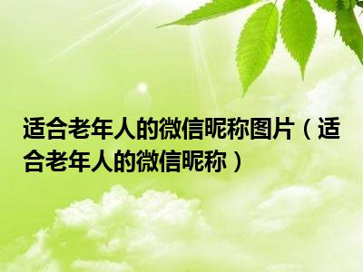 适合老年人的微信昵称图片（适合老年人的微信昵称）