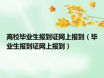 高校毕业生报到证网上报到（毕业生报到证网上报到）