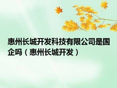 惠州长城开发科技有限公司是国企吗（惠州长城开发）