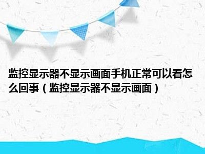 监控显示器不显示画面手机正常可以看怎么回事（监控显示器不显示画面）