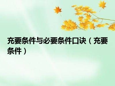 充要条件与必要条件口诀（充要条件）