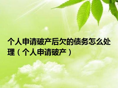 个人申请破产后欠的债务怎么处理（个人申请破产）