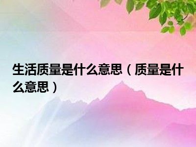 生活质量是什么意思（质量是什么意思）