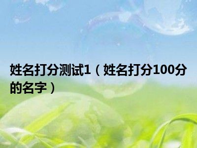 姓名打分测试1（姓名打分100分的名字）