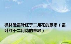 枫林晚霜叶红于二月花的意思（霜叶红于二月花的意思）