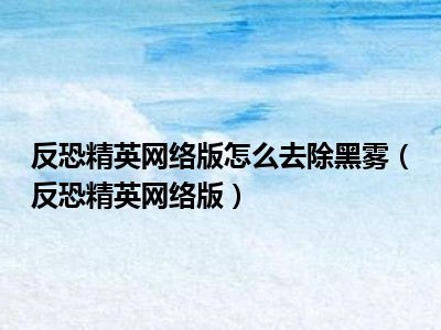 反恐精英网络版怎么去除黑雾（反恐精英网络版）