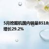 5月挖掘机国内销量8518台 同比增长29.2%