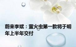 蔚来李斌：萤火虫第一款将于明年上半年交付