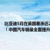 比亚迪5月在英国暴涨近2700%！中国汽车销量全面提升