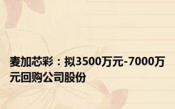 麦加芯彩：拟3500万元-7000万元回购公司股份