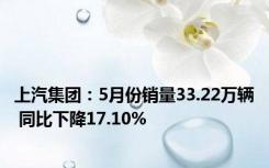 上汽集团：5月份销量33.22万辆 同比下降17.10%