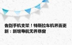 告别手机支架！特斯拉车机界面更新：新增导航无界悬窗