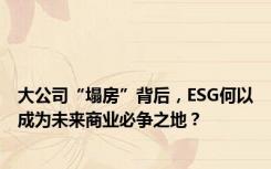 大公司“塌房”背后，ESG何以成为未来商业必争之地？