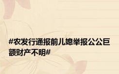 #农发行通报前儿媳举报公公巨额财产不明#