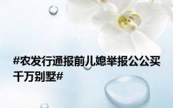 #农发行通报前儿媳举报公公买千万别墅#