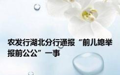 农发行湖北分行通报“前儿媳举报前公公”一事