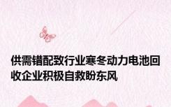 供需错配致行业寒冬动力电池回收企业积极自救盼东风