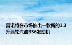 雷诺将在市场推出一款新的1.3升涡轮汽油BS6发动机