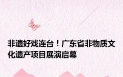 非遗好戏连台！广东省非物质文化遗产项目展演启幕