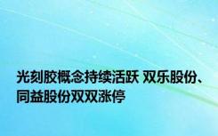 光刻胶概念持续活跃 双乐股份、同益股份双双涨停