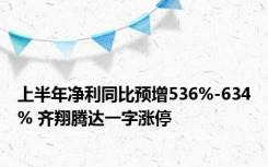 上半年净利同比预增536%-634% 齐翔腾达一字涨停