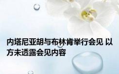 内塔尼亚胡与布林肯举行会见 以方未透露会见内容