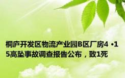桐庐开发区物流产业园B区厂房4 ·15高坠事故调查报告公布，致1死