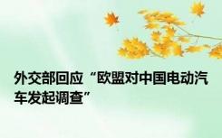 外交部回应“欧盟对中国电动汽车发起调查”
