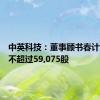 中英科技：董事顾书春计划减持不超过59,075股