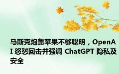 马斯克炮轰苹果不够聪明，OpenAI 怒怼回击并强调 ChatGPT 隐私及安全