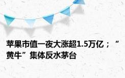 苹果市值一夜大涨超1.5万亿；“黄牛”集体反水茅台