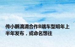 传小鹏滴滴合作B端车型明年上半年发布，或命名想往