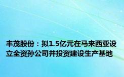 丰茂股份：拟1.5亿元在马来西亚设立全资孙公司并投资建设生产基地