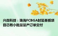 兴森科技：珠海FCBGA封装基板项目已有小批量量产订单交付
