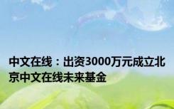 中文在线：出资3000万元成立北京中文在线未来基金