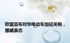 欧盟宣布对华电动车加征关税，挪威表态