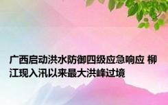 广西启动洪水防御四级应急响应 柳江现入汛以来最大洪峰过境