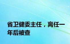 省卫健委主任，离任一年后被查