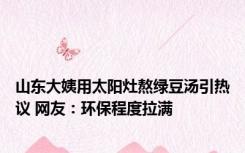 山东大姨用太阳灶熬绿豆汤引热议 网友：环保程度拉满