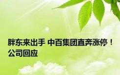 胖东来出手 中百集团直奔涨停！公司回应