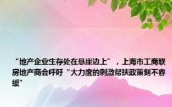 “地产企业生存处在悬崖边上”，上海市工商联房地产商会呼吁“大力度的刺激帮扶政策刻不容缓”