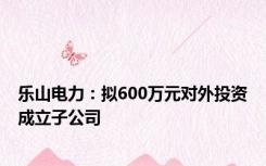 乐山电力：拟600万元对外投资成立子公司