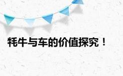 牦牛与车的价值探究！