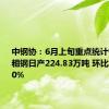 中钢协：6月上旬重点统计钢铁企业粗钢日产224.83万吨 环比增长3.30%