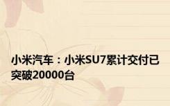 小米汽车：小米SU7累计交付已突破20000台