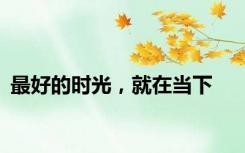 最好的时光，就在当下